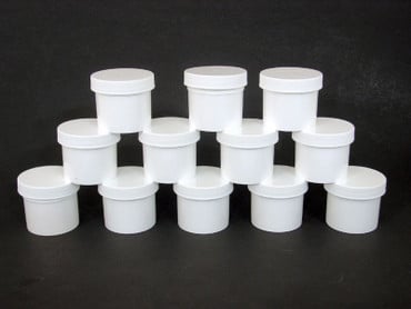 Set Of 12 White Plastic Jars/Caps - 2 oz. image 0