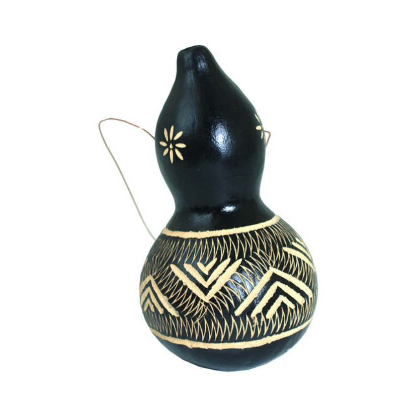 HAND CARVED CALABASH GOURD ORNAMENT - BLACK image