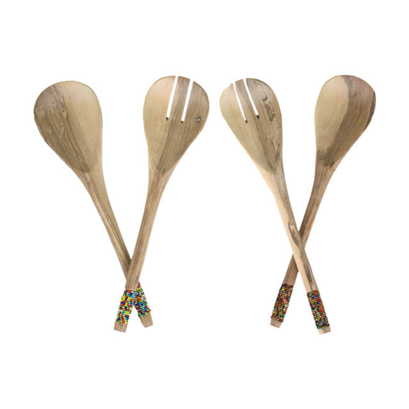 WOODEN BEADED SALAD SET - ASSORTED (0.6LBS) image 0