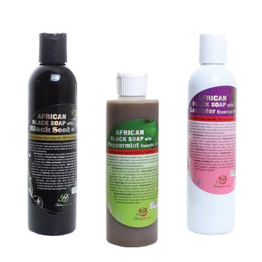 Set Of 3 Liquid African Black Soaps image 0