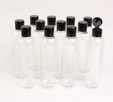 8 oz. Clear Cosmo Round Bottles w/Flip Cap - 12 Pack image 0