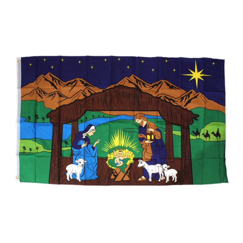 NATIVITY SCENE FLAG (3' X 5') (0.3LBS) image 0