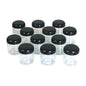 Set Of 12 Clear Plastic Jars & Black Lids - 4oz. image 0