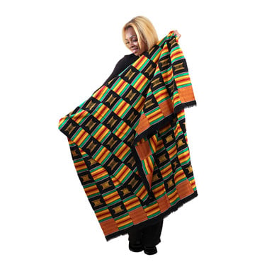 Kente Print Hand Woven Cloth - Kente/Black Gold Crest image 0