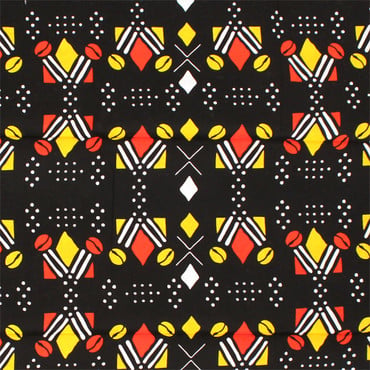 Black w/Red & Yellow Shells Fabric: 6 Yd image 0