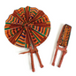 AFRICAN KENTE #1 LEATHER FOLDING FAN (0.19LBS) image 0