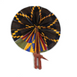 BLACK/BLUE KENTE LEATHER FOLDING FAN (1.76LBS) image 0