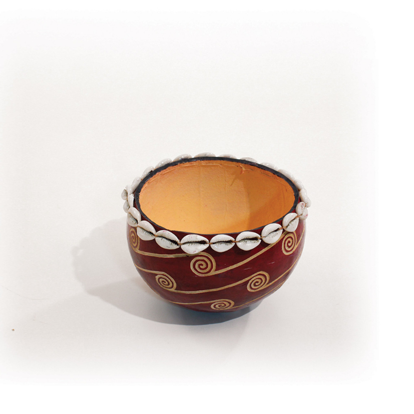 KENYAN GOURD CALABASH BOWL - 5-6" (1.0LBS) - RED image