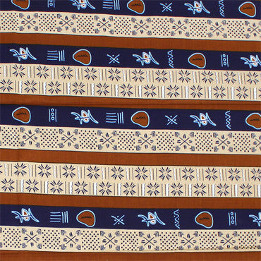 Natural/Brown/Blue Striped Fabric: 6 Yds image 0