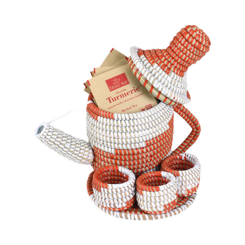 DECORATIVE WOVEN TEA SET (0.7LBS) image 0