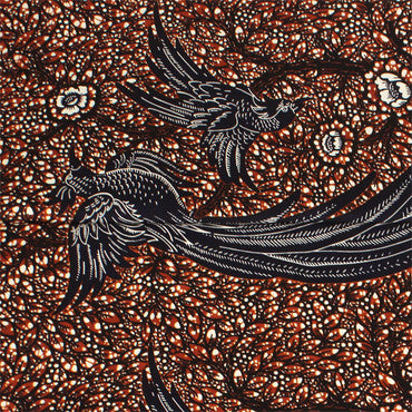 Rust Bird Print Fabric: 6 Yds image 0