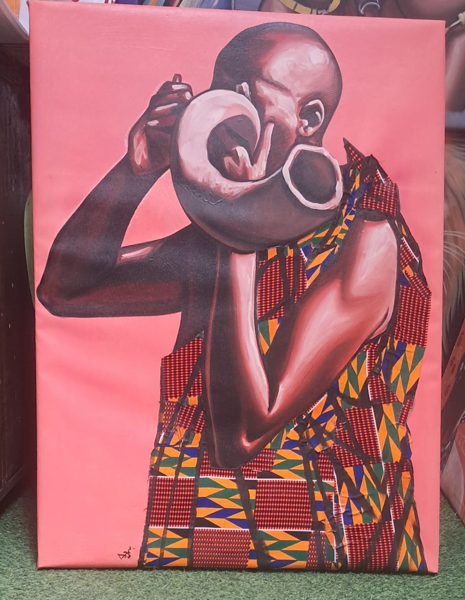Ghanaian Traditional  kente Horn painting image 0