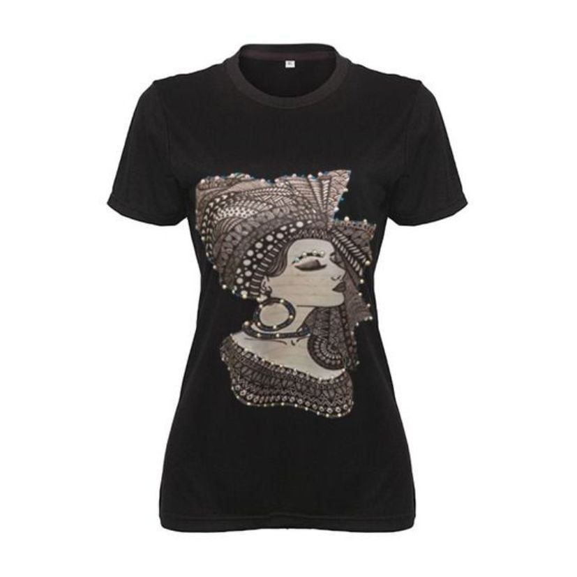 Ebony Empress(Black Tee with Full-Head Braided Queen) - M image