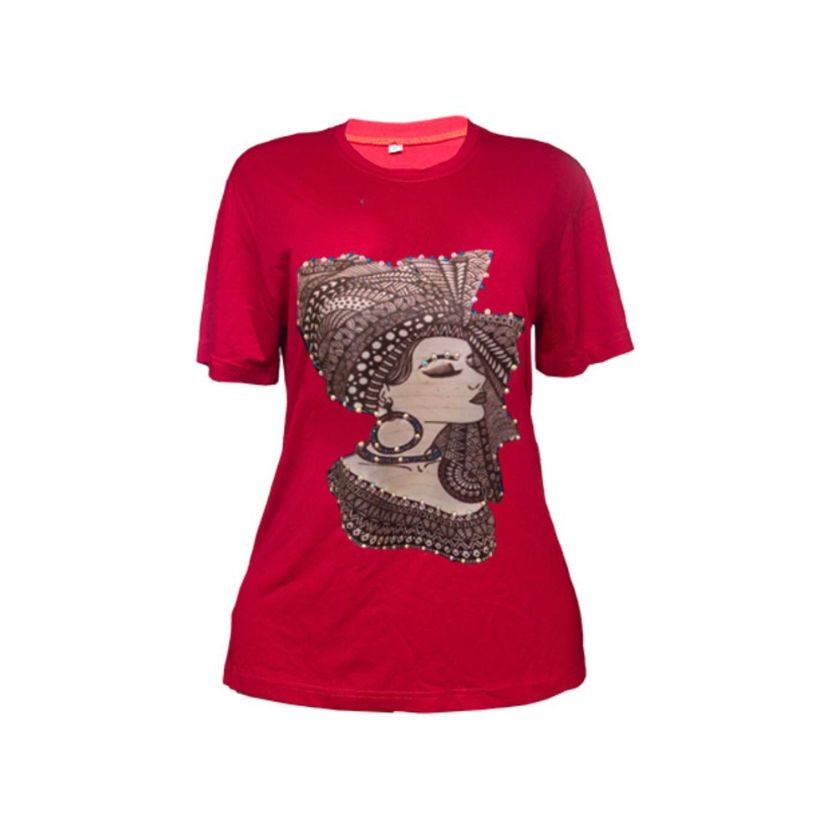 Crown & Coils(Red Tee with Full-Head Braided Queen) (Copy) - XL image