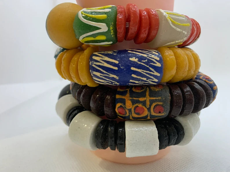 AUTHENTIC GHANA AFRICA BEADS BRACELETS/ GHANA BEADS/AFRICA GHANA BEAD BRACELETS/ UNISEX BEADS BRACELET/ MADE IN GHANA BAEDS. image 1