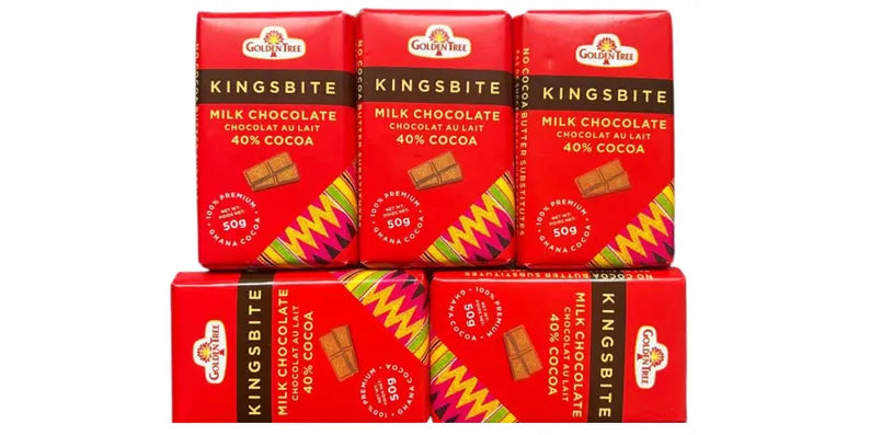 50g ( Middle Size) Golden Tree Milk Chocolate Kingsbite – 40% Ghana Cocoa image 1